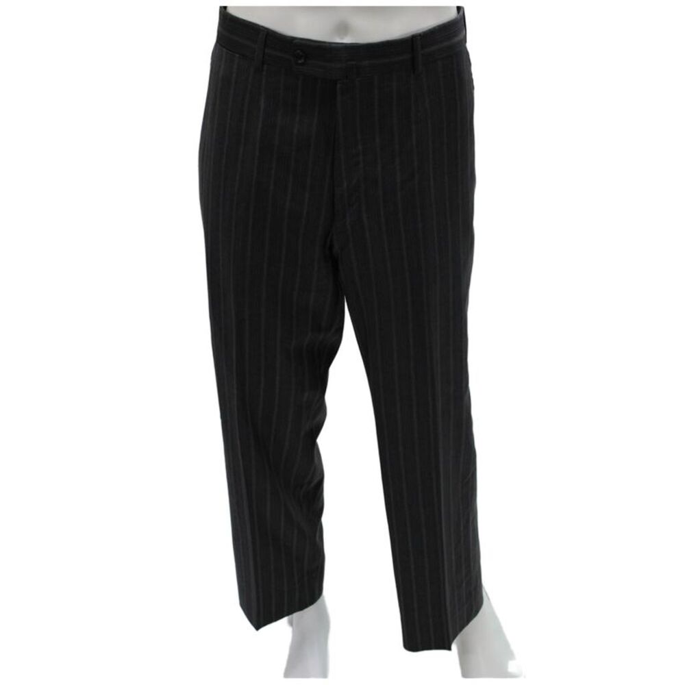 Isaia Mens Dress Pants Gray Wool Striped Inseam 29 Zip Size M